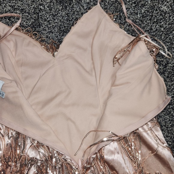 maniju Mini dress Asym,Rose Gold Beaded Fringe Nashville Flapper Homecoming Sz M - Picture 7 of 8